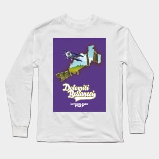 Dolomiti Bellunesi Italy National Park Map Long Sleeve T-Shirt